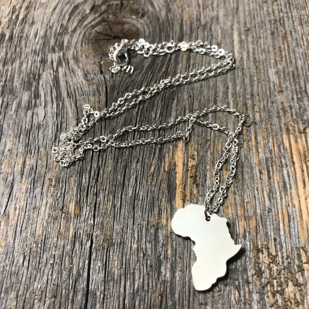 Stainless Steel Silver Africa Pendant Necklace